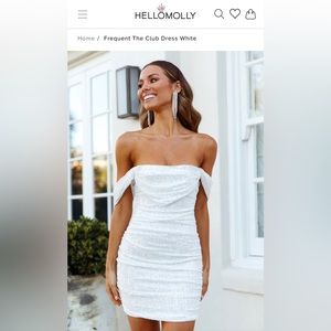 Hello Molly FREQUENT THE CLUB DRESS WHITE glitter sequin